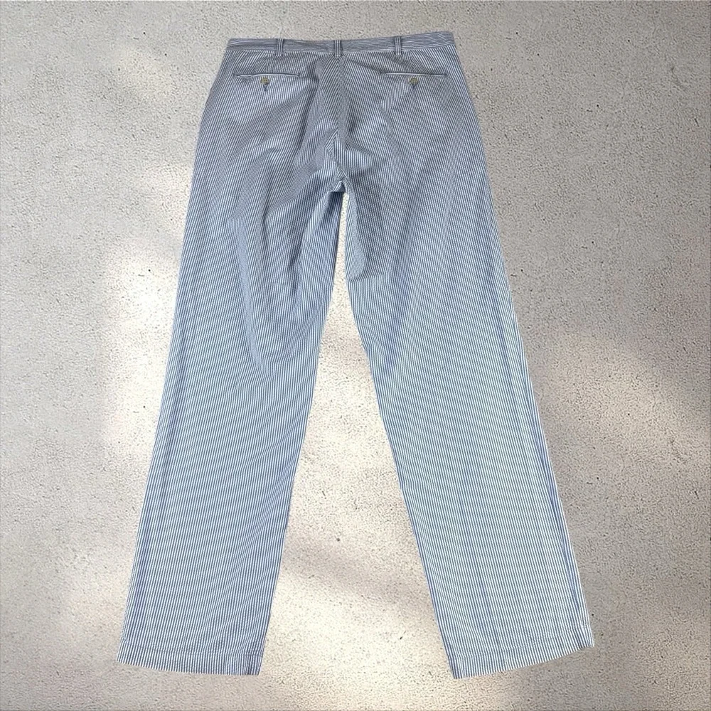 Polo Ralph Lauren Andrew Seersucker 36x34 Relaxed Fit 2 Pleat Dress Trousers
